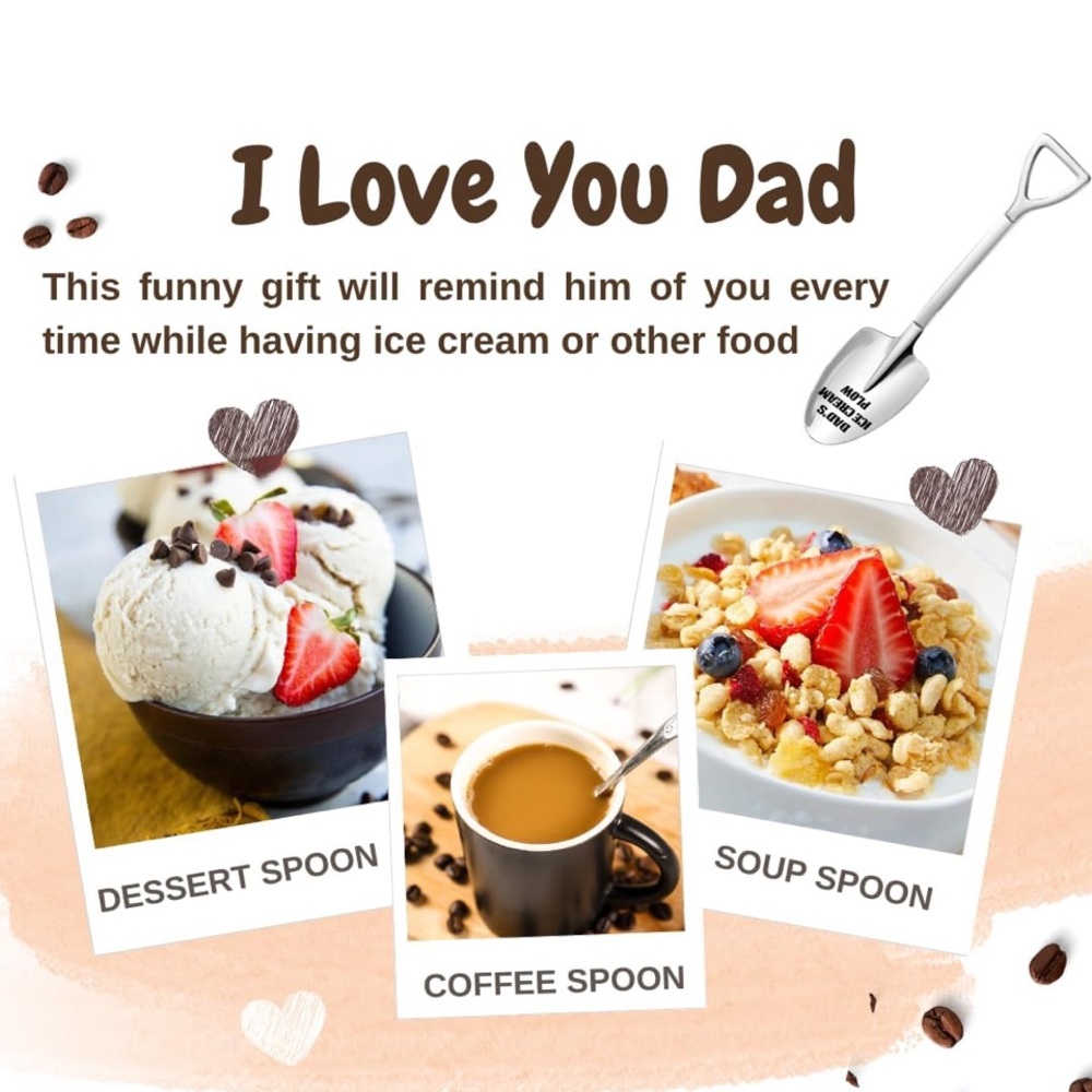Personalized Dad's Ice Cream Shovel Funny Engraved Stainless Steel Spoon /Shovel - Picture 4 of 12